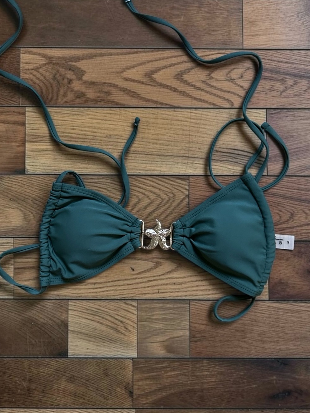 SHEIN Dark Green Starfish Bikini Top Size S